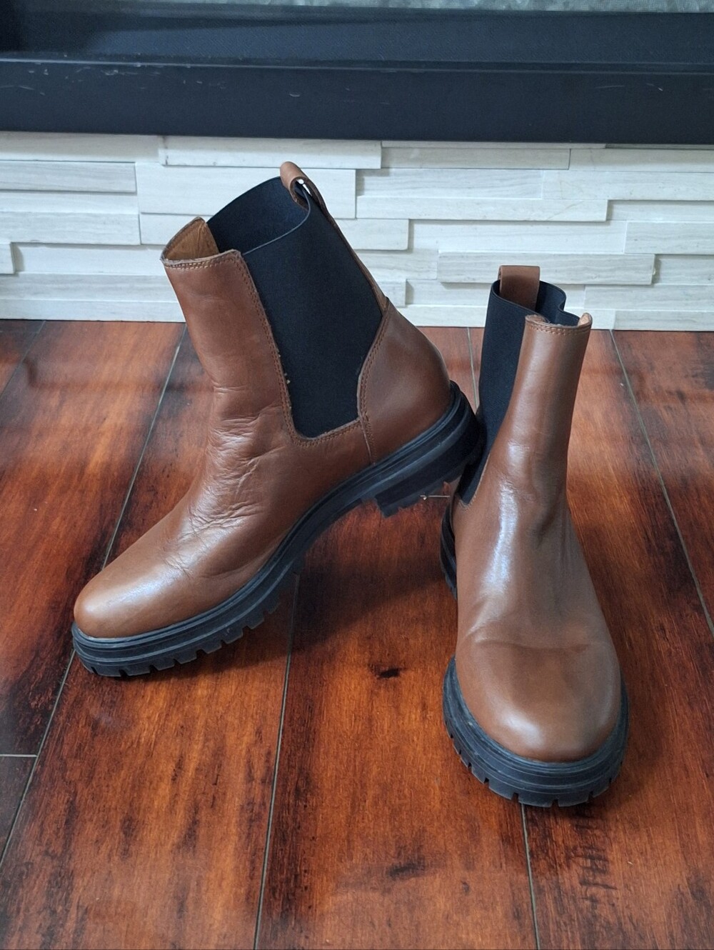 Madewell Bradley Chelsea Lugsole Boot Brown Leather Women's Size 10